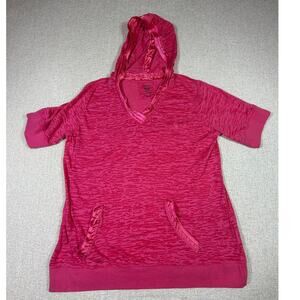 Ariat Women XL Red Burnout Short Sleeve Pullover Hooded Shirt Western Casual Top